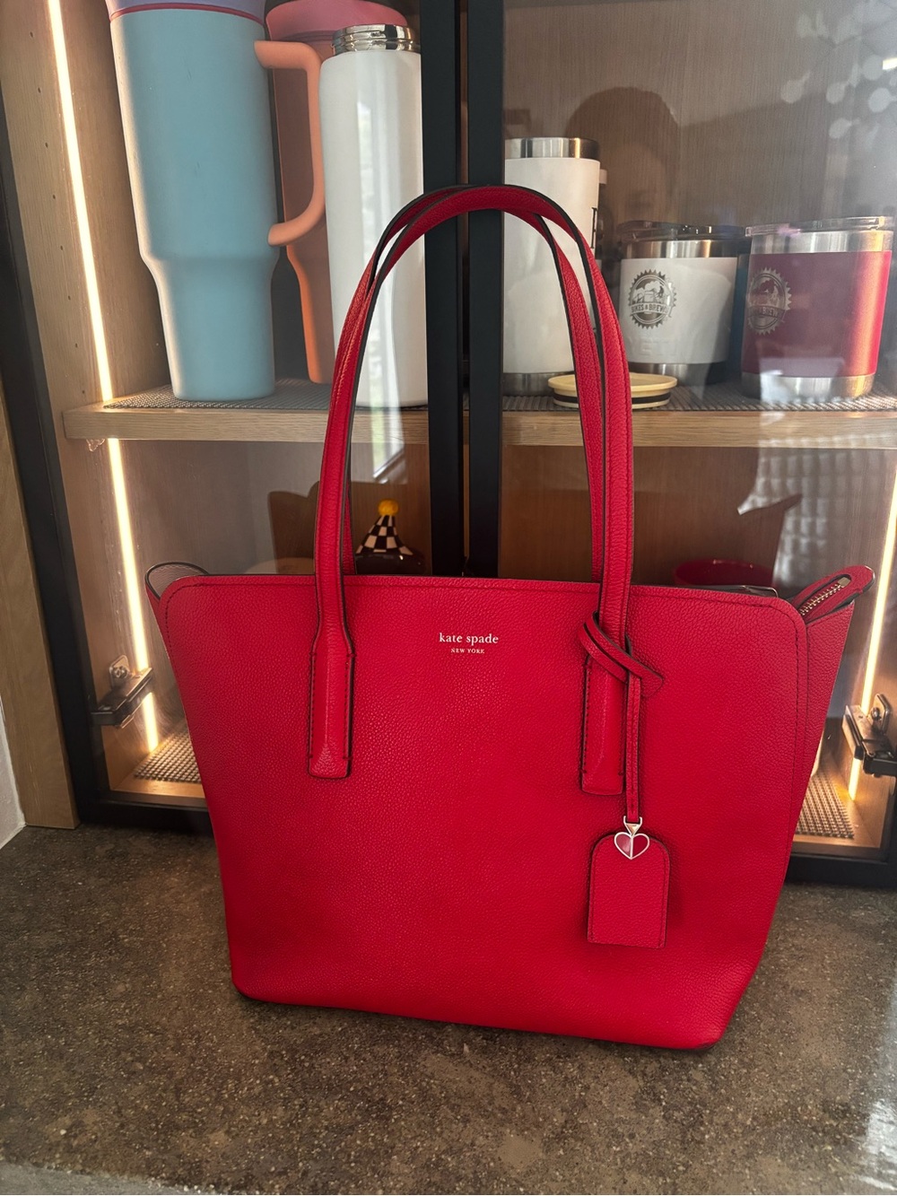 kate spade Red Structured Leather Tote bag